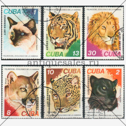 Felines in Havana Zoo. Кошки в зоопарке Гаваны (комплект из 6-ти марок), 1977 г.